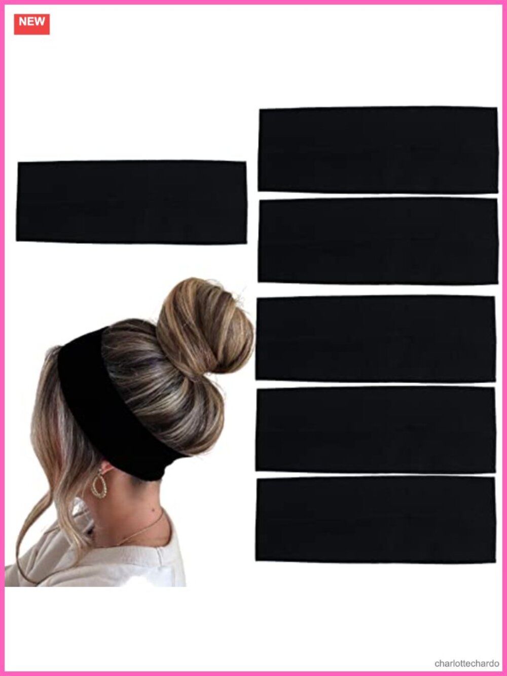 6 Pc Cotton Headband Set Non-Slip Stretchy Elastic Hair Wrap for Women